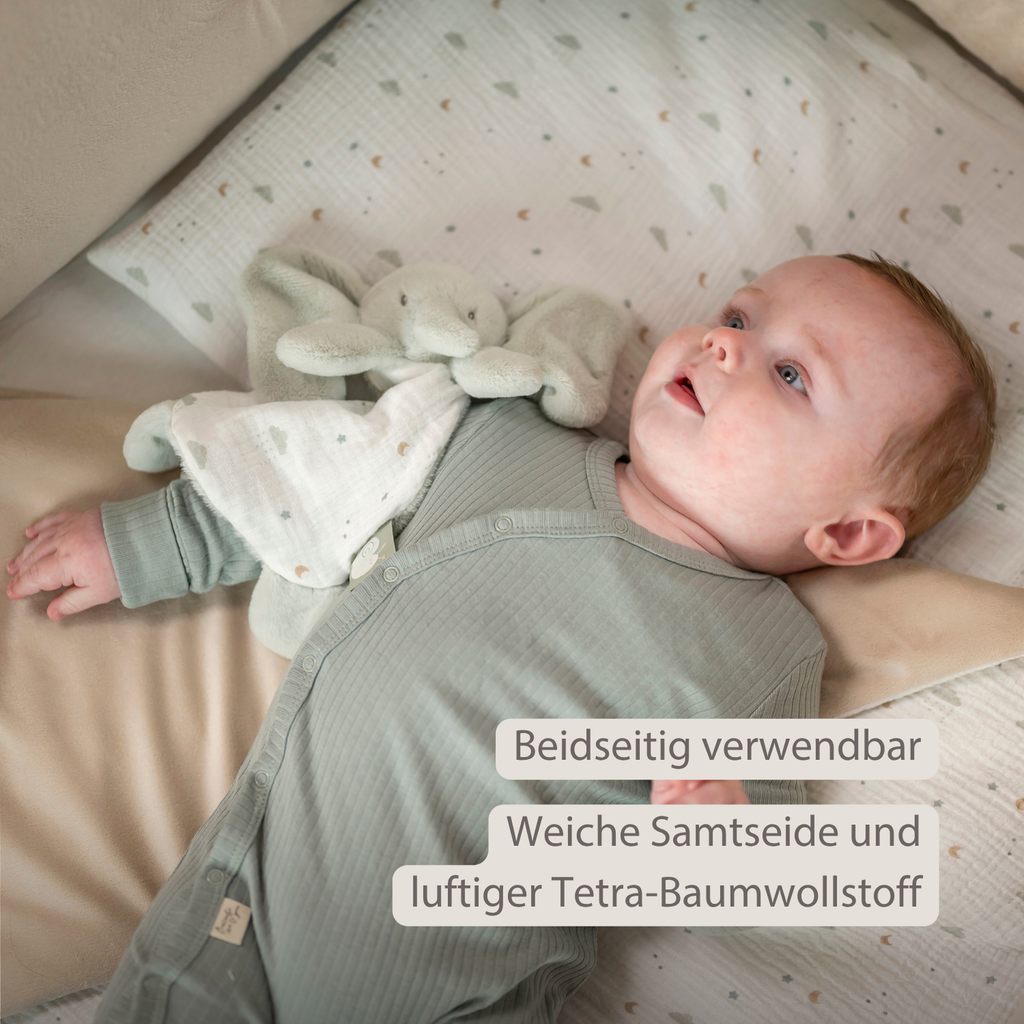 LouLou Duvet Cover 140 x 100 cm - Baby Pillowcase 40 x 60 cm - Velour and Muslin Cotton - Soft Colours [DE]