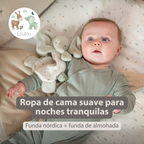LouLou Duvet Cover 140 x 100 cm - Baby Pillowcase 40 x 60 cm - Velour and Muslin Cotton - Soft Colours [ES]