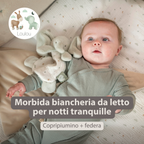 LouLou Duvet Cover 140 x 100 cm - Baby Pillowcase 40 x 60 cm - Velour and Muslin Cotton - Soft Colours [IT]