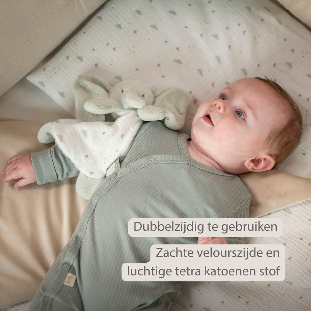 LouLou Duvet Cover 140 x 100 cm - Baby Pillowcase 40 x 60 cm - Velour and Muslin Cotton - Soft Colours [NL]
