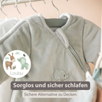 LouLou Sleeping Bag 60 cm - Baby Sleeping Bag with Sleeves in Velour - TOG 2.5 - Green [DE]