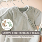 LouLou Sleeping Bag 60 cm - Baby Sleeping Bag with Sleeves in Velour - TOG 2.5 - Green [ES]