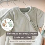 LouLou Sleeping Bag 60 cm - Baby Sleeping Bag with Sleeves in Velour - TOG 2.5 - Green [FR]