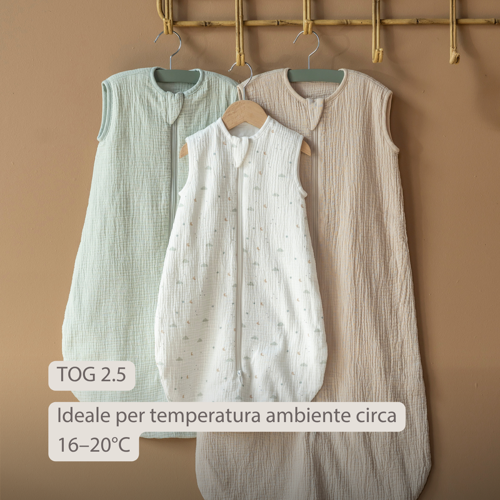 LouLou Sleeping Bag 60 cm - Baby Sleeping Bag with Sleeves in Velour - TOG 2.5 - Green [IT]
