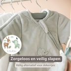 LouLou Sleeping Bag 60 cm - Baby Sleeping Bag with Sleeves in Velour - TOG 2.5 - Green [NL]
