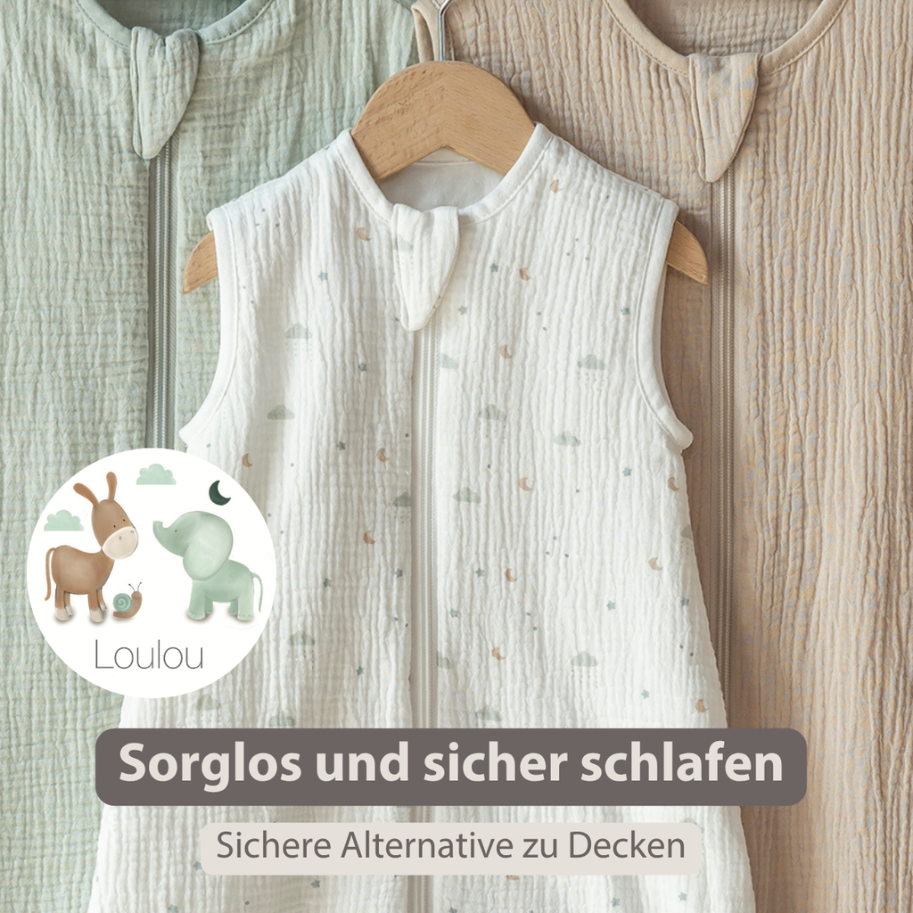 LouLou Sleeping Bag 60 cm - Baby Sleeping Bag in Muslin Cotton - TOG 0.5 - Ecru [DE]