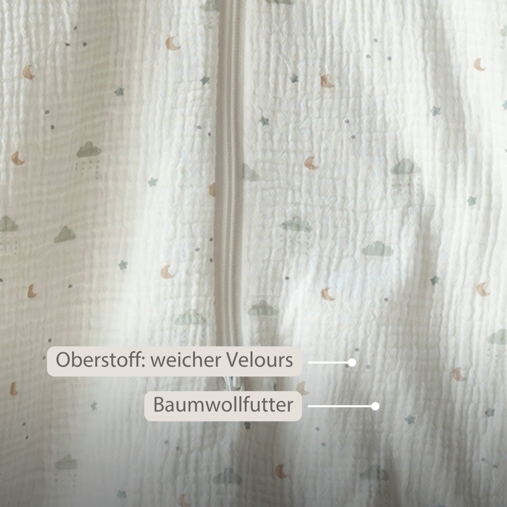 LouLou Sleeping Bag 60 cm - Baby Sleeping Bag in Muslin Cotton - TOG 0.5 - Ecru [DE]
