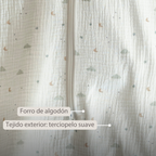 LouLou Sleeping Bag 60 cm - Baby Sleeping Bag in Muslin Cotton - TOG 0.5 - Ecru [ES]