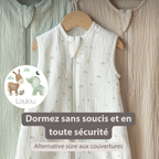 LouLou Sleeping Bag 60 cm - Baby Sleeping Bag in Muslin Cotton - TOG 0.5 - Ecru [FR]