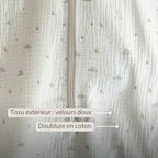 LouLou Sleeping Bag 60 cm - Baby Sleeping Bag in Muslin Cotton - TOG 0.5 - Ecru [FR]