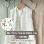 LouLou Sleeping Bag 60 cm - Baby Sleeping Bag in Muslin Cotton - TOG 0.5 - Ecru [IT]