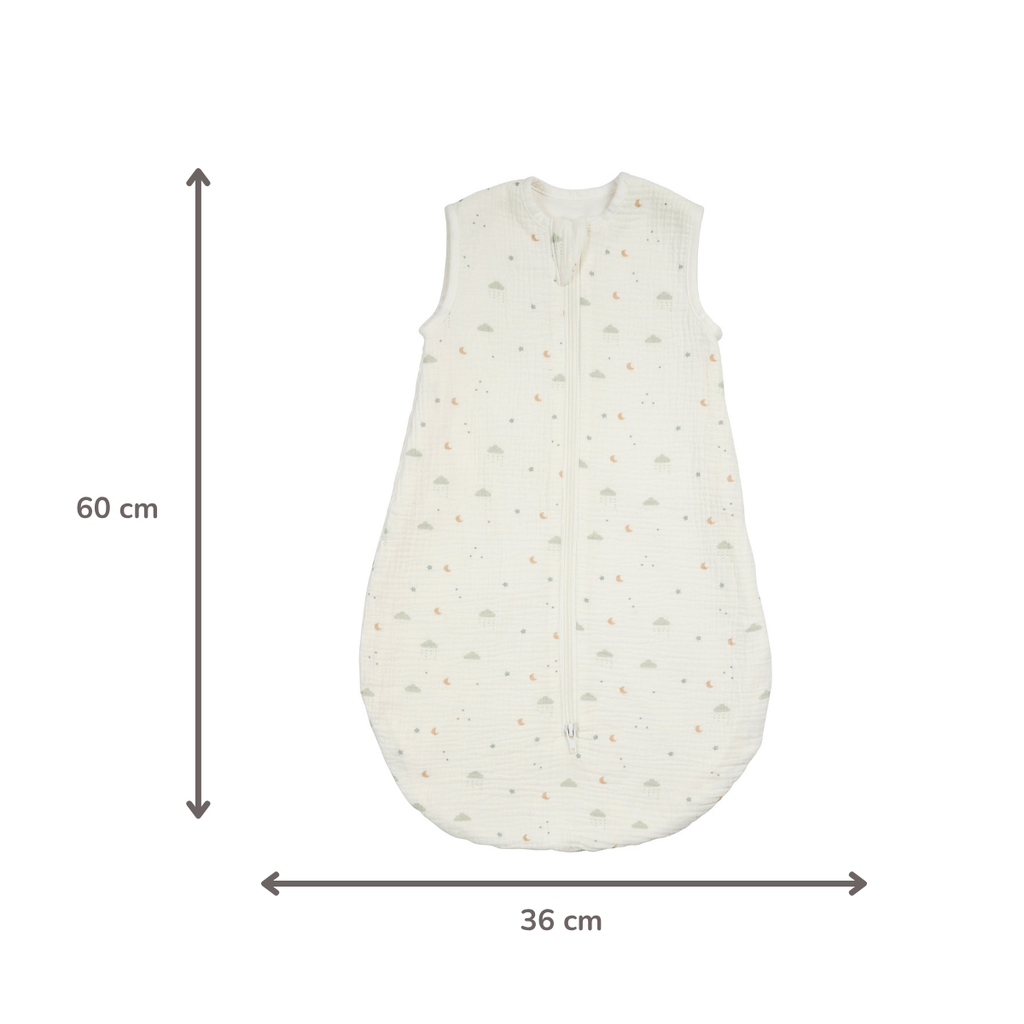 LouLou Sleeping Bag 60 cm - Baby Sleeping Bag in Muslin Cotton - TOG 0.5 - Ecru [IT]