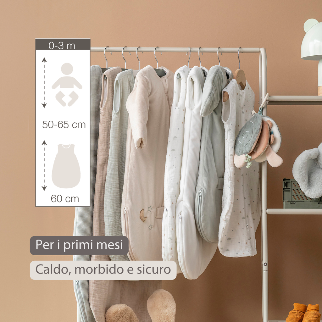 LouLou Sleeping Bag 60 cm - Baby Sleeping Bag in Muslin Cotton - TOG 0.5 - Ecru [IT]