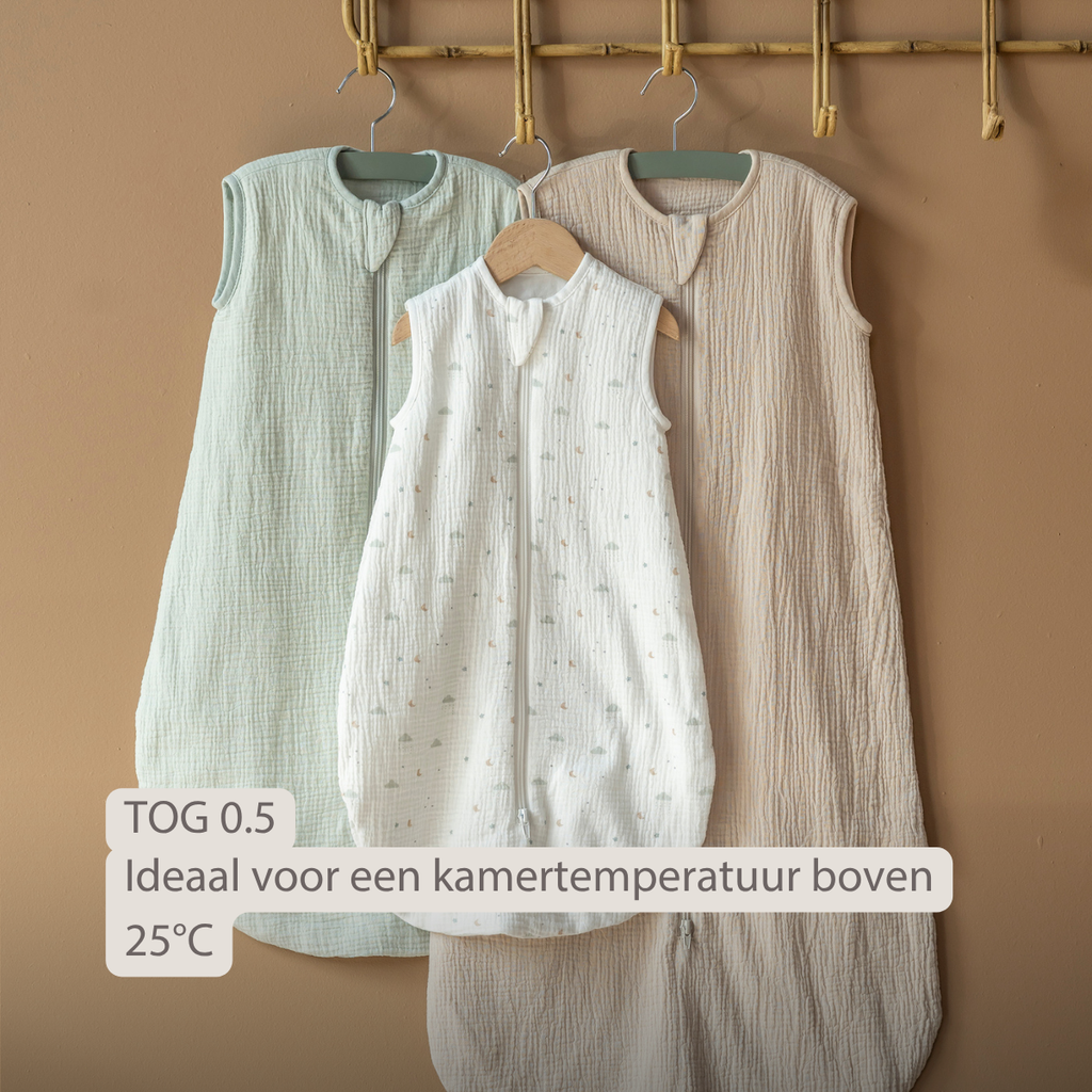 LouLou Sleeping Bag 60 cm - Baby Sleeping Bag in Muslin Cotton - TOG 0.5 - Ecru [NL]