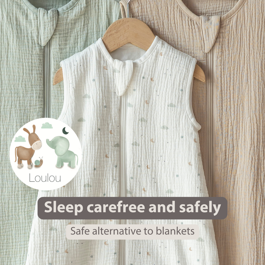 LouLou Sleeping Bag 60 cm - Baby Sleeping Bag in Muslin Cotton - TOG 0.5 - Ecru [EN]