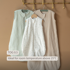 LouLou Sleeping Bag 60 cm - Baby Sleeping Bag in Muslin Cotton - TOG 0.5 - Ecru [EN]