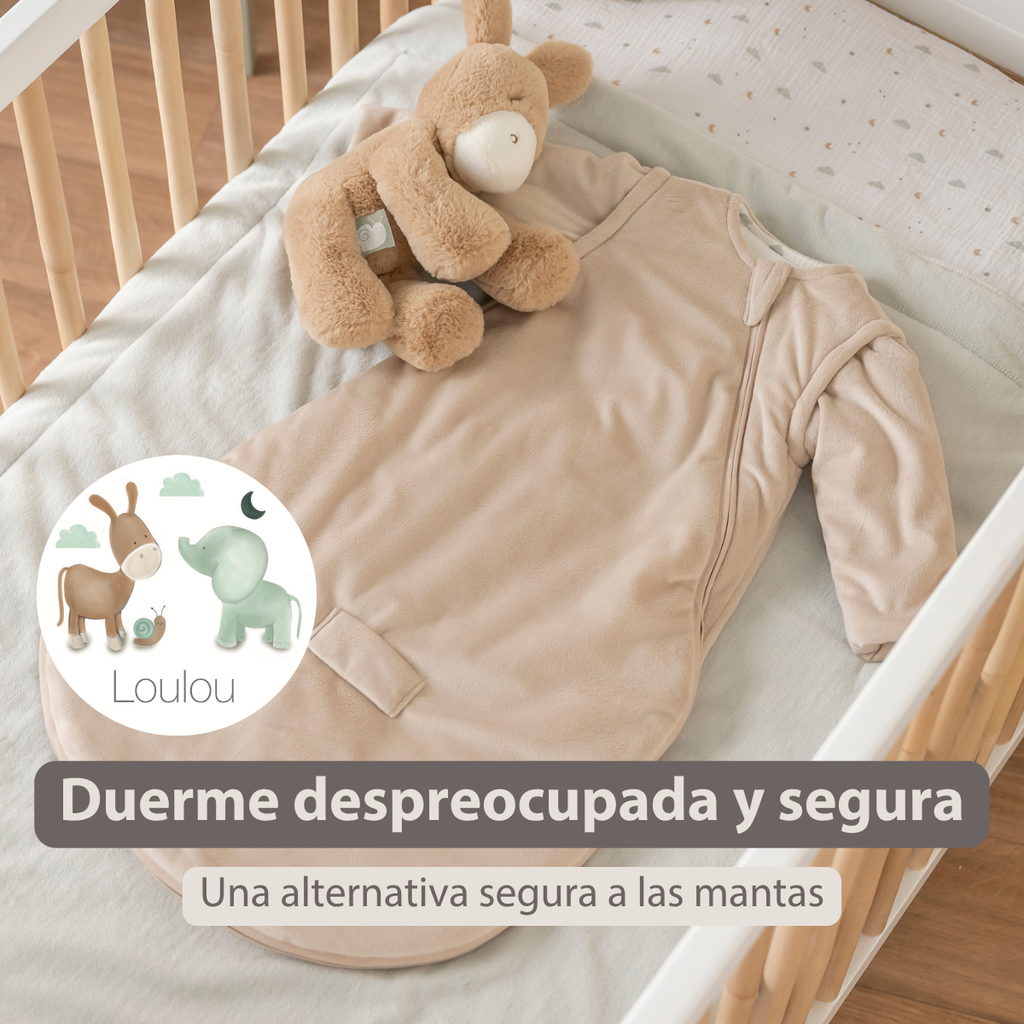 LouLou Sleeping Bag 70 cm - Baby Sleeping Bag with Removable Sleeves in Velour - TOG 2.5 - Sand [ES]