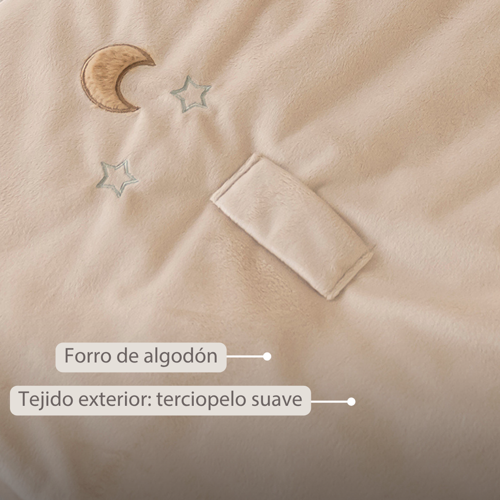 LouLou Sleeping Bag 70 cm - Baby Sleeping Bag with Removable Sleeves in Velour - TOG 2.5 - Sand [ES]