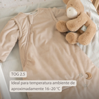 LouLou Sleeping Bag 70 cm - Baby Sleeping Bag with Removable Sleeves in Velour - TOG 2.5 - Sand [ES]