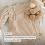 LouLou Sleeping Bag 70 cm - Baby Sleeping Bag with Removable Sleeves in Velour - TOG 2.5 - Sand [FR]