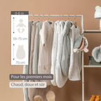 LouLou Sleeping Bag 70 cm - Baby Sleeping Bag with Removable Sleeves in Velour - TOG 2.5 - Sand [FR]