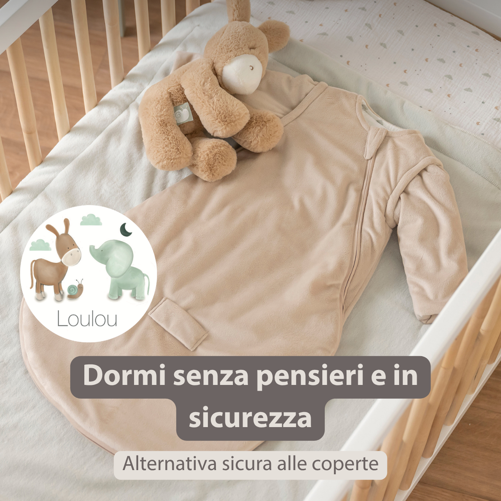 LouLou Sleeping Bag 70 cm - Baby Sleeping Bag with Removable Sleeves in Velour - TOG 2.5 - Sand [IT]