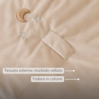 LouLou Sleeping Bag 70 cm - Baby Sleeping Bag with Removable Sleeves in Velour - TOG 2.5 - Sand [IT]