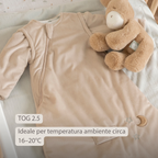 LouLou Sleeping Bag 70 cm - Baby Sleeping Bag with Removable Sleeves in Velour - TOG 2.5 - Sand [IT]