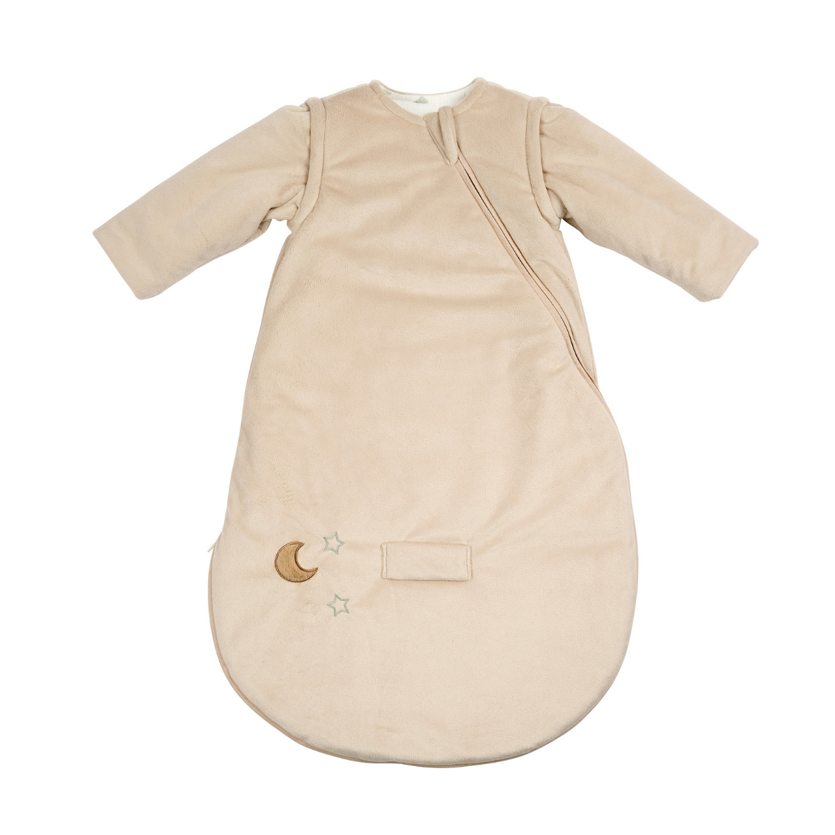 LouLou Sleeping Bag 70 cm - Baby Sleeping Bag with Removable Sleeves in Velour - TOG 2.5 - Sand [NL]
