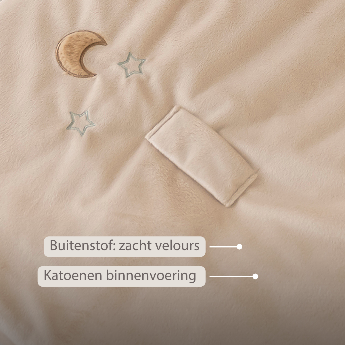 LouLou Sleeping Bag 70 cm - Baby Sleeping Bag with Removable Sleeves in Velour - TOG 2.5 - Sand [NL]