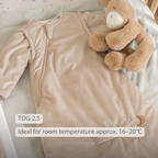 LouLou Sleeping Bag 70 cm - Baby Sleeping Bag with Removable Sleeves in Velour - TOG 2.5 - Sand [EN]
