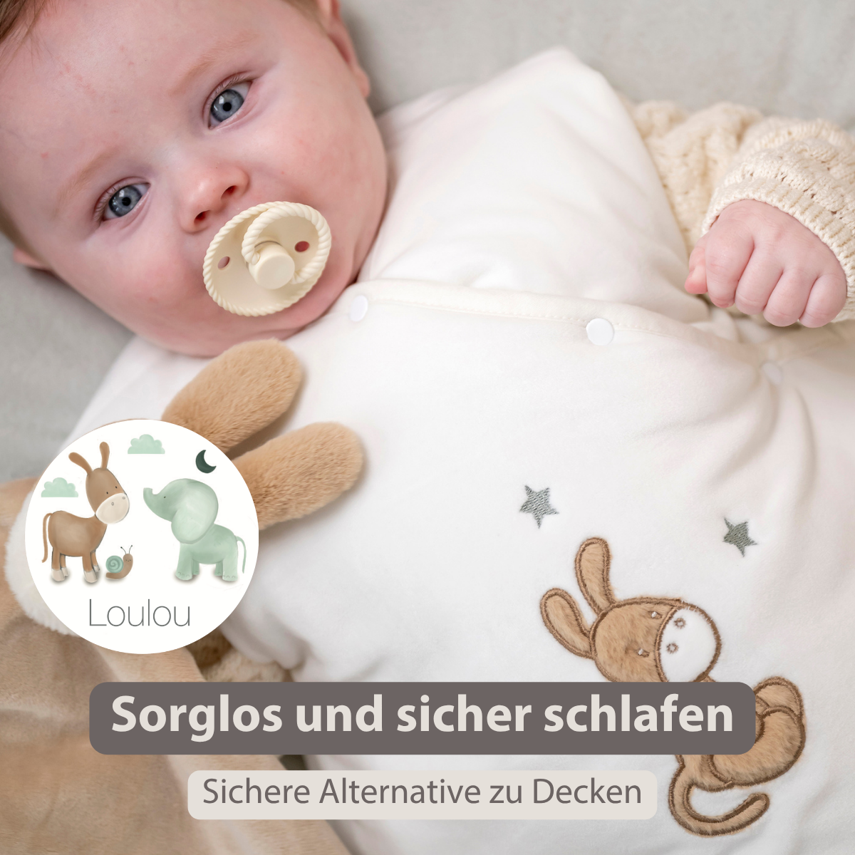 LouLou Schlafsack 70 cm - Schlafsack aus Frottee - TOG 2,5 - Ecru