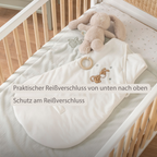 LouLou Sleeping Bag 70 cm - Baby Sleeping Bag in Velour - TOG 2.5 - Ecru [DE]