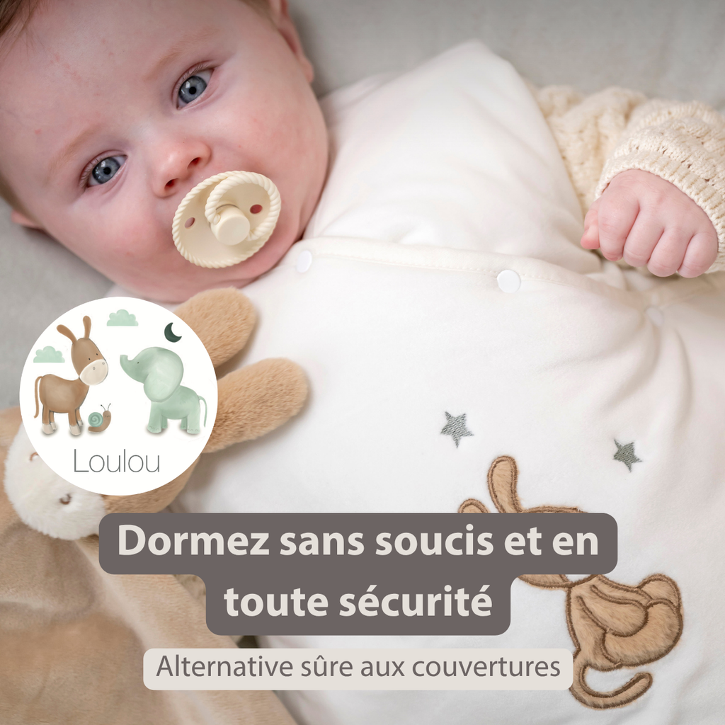 LouLou Sleeping Bag 70 cm - Baby Sleeping Bag in Velour - TOG 2.5 - Ecru [FR]