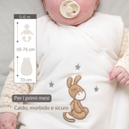 LouLou Sleeping Bag 70 cm - Baby Sleeping Bag in Velour - TOG 2.5 - Ecru [IT]