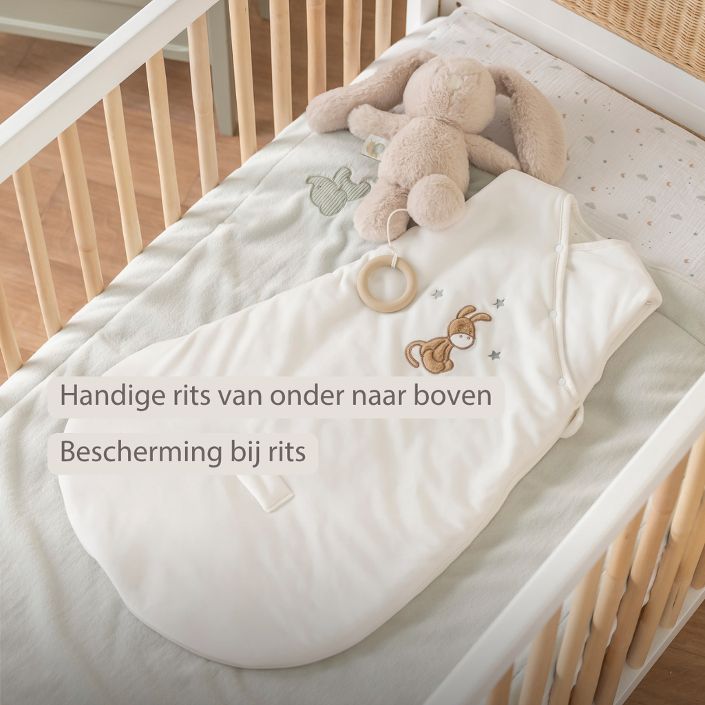 LouLou Sleeping Bag 70 cm - Baby Sleeping Bag in Velour - TOG 2.5 - Ecru [NL]