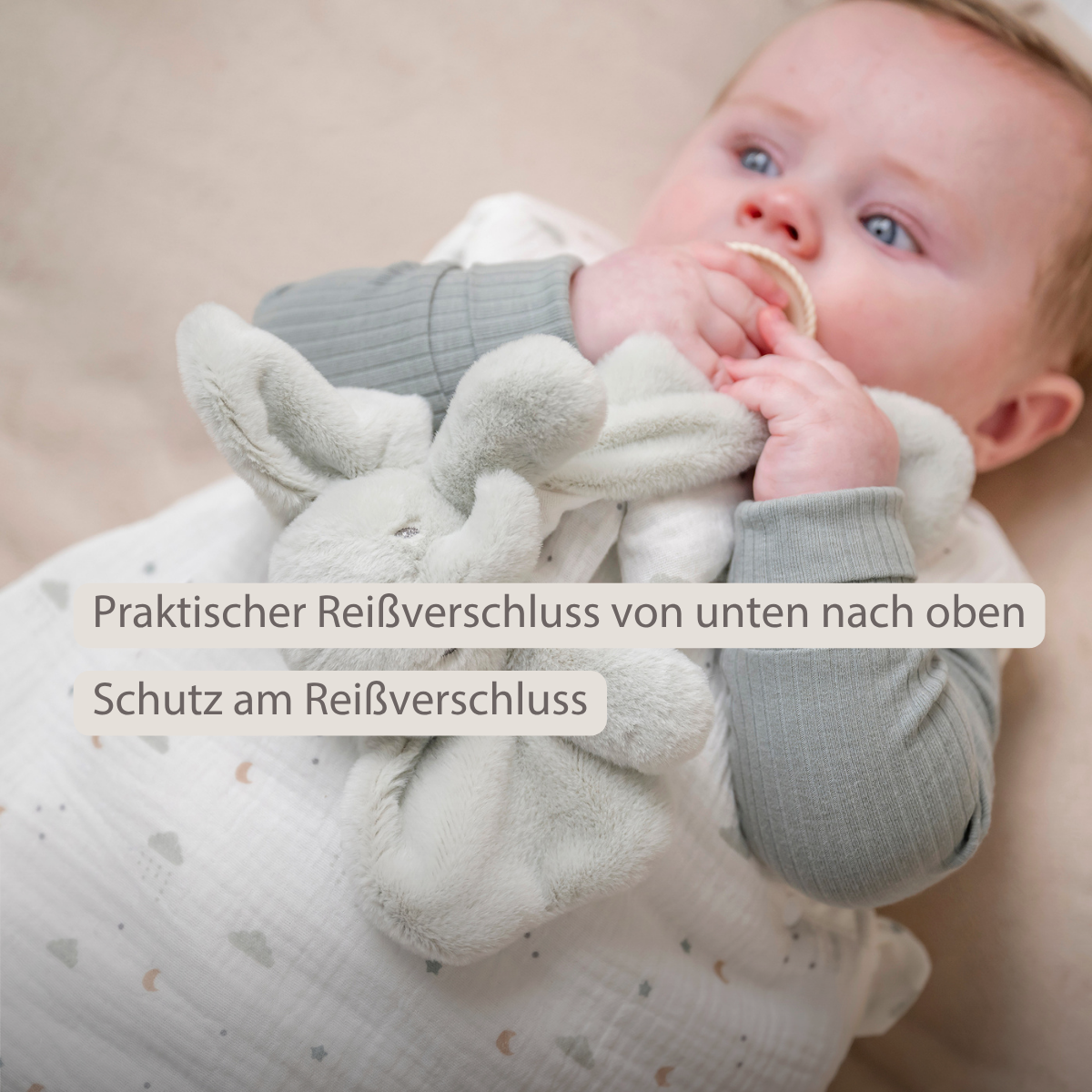 LouLou Sleeping Bag 70 cm - Baby Sleeping Bag in Muslin Cotton - TOG 2 - Ecru [DE]