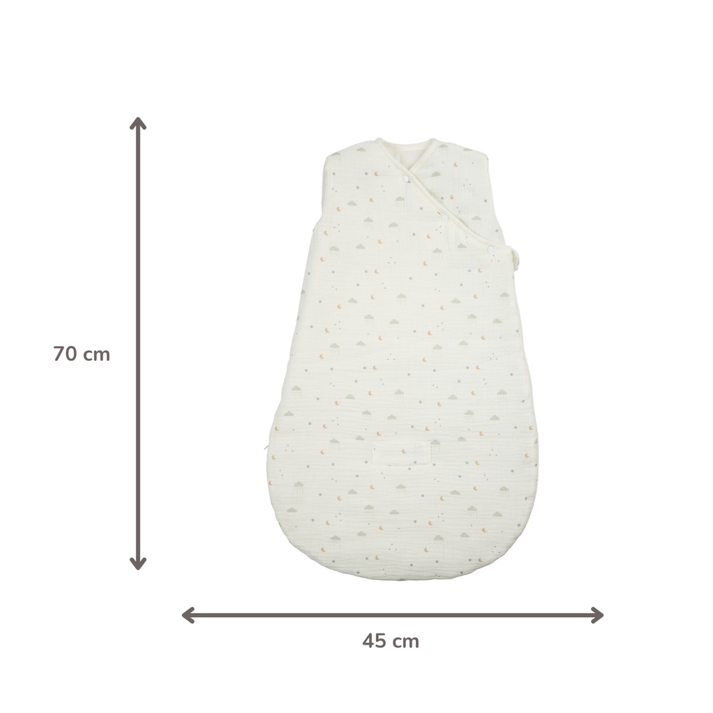 LouLou Sleeping Bag 70 cm - Baby Sleeping Bag in Muslin Cotton - TOG 2 - Ecru [DE]