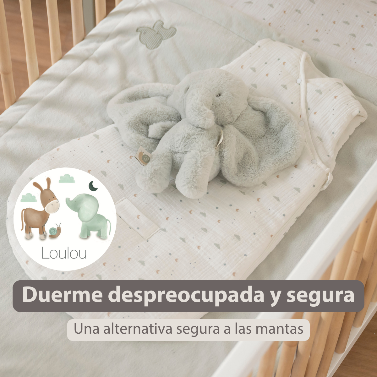 LouLou Sleeping Bag 70 cm - Baby Sleeping Bag in Muslin Cotton - TOG 2 - Ecru [ES]