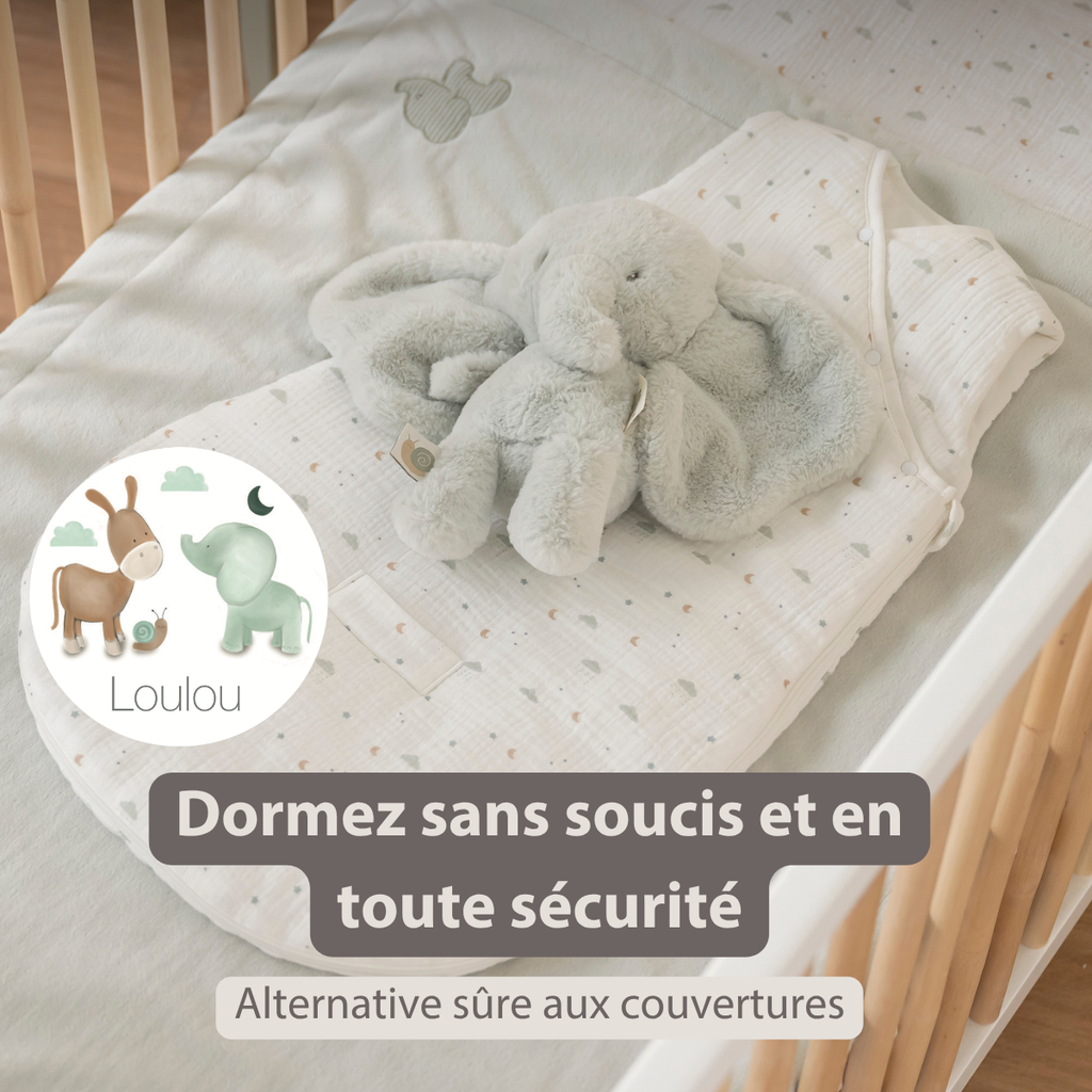 LouLou Sleeping Bag 70 cm - Baby Sleeping Bag in Muslin Cotton - TOG 2 - Ecru [FR]