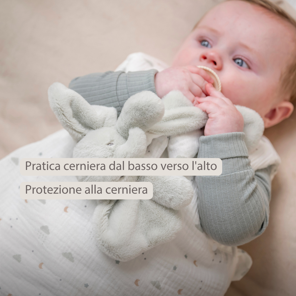 LouLou Sleeping Bag 70 cm - Baby Sleeping Bag in Muslin Cotton - TOG 2 - Ecru [IT]