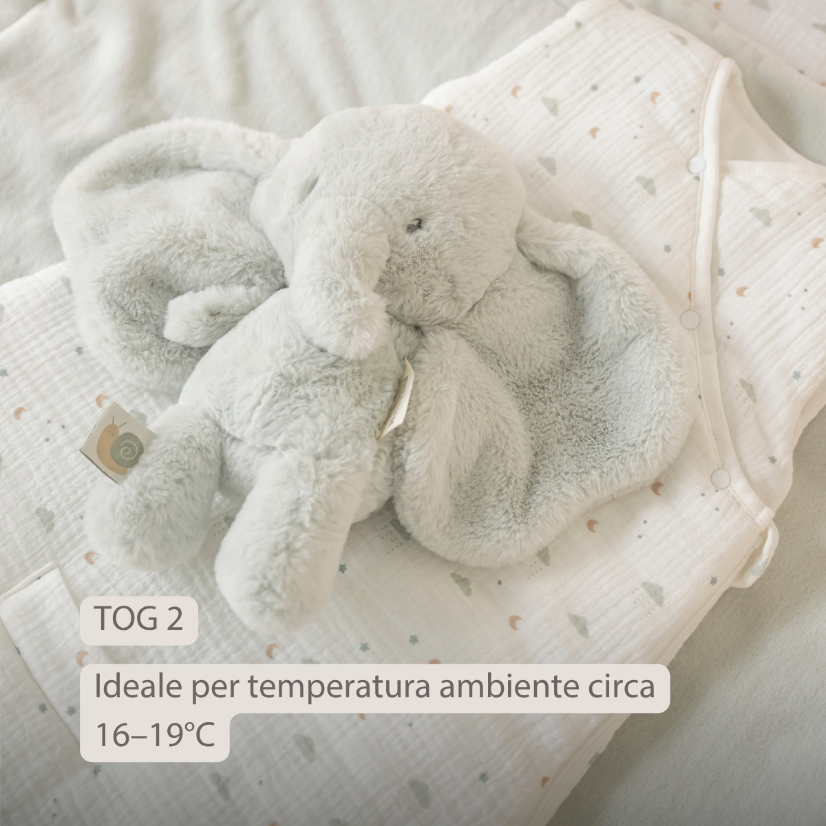LouLou Sleeping Bag 70 cm - Baby Sleeping Bag in Muslin Cotton - TOG 2 - Ecru [IT]
