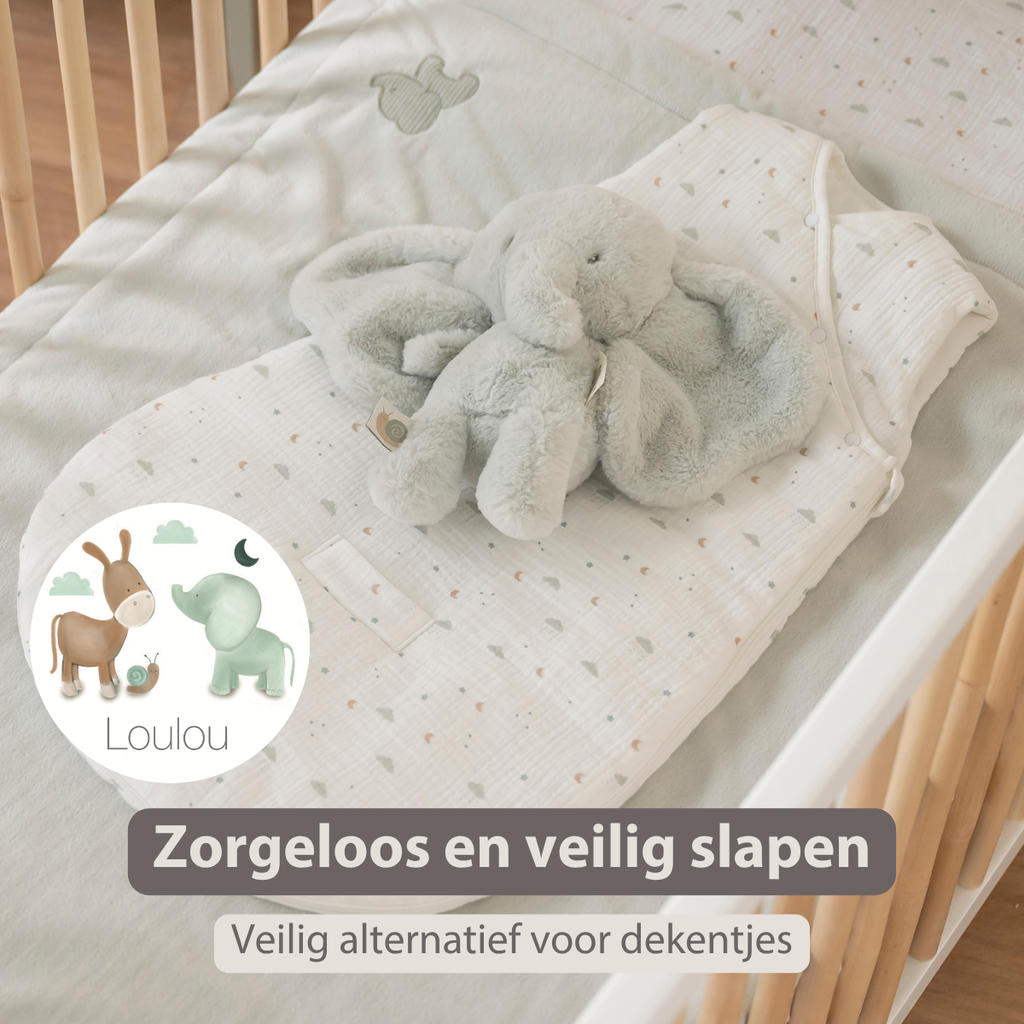 LouLou Sleeping Bag 70 cm - Baby Sleeping Bag in Muslin Cotton - TOG 2 - Ecru [NL]