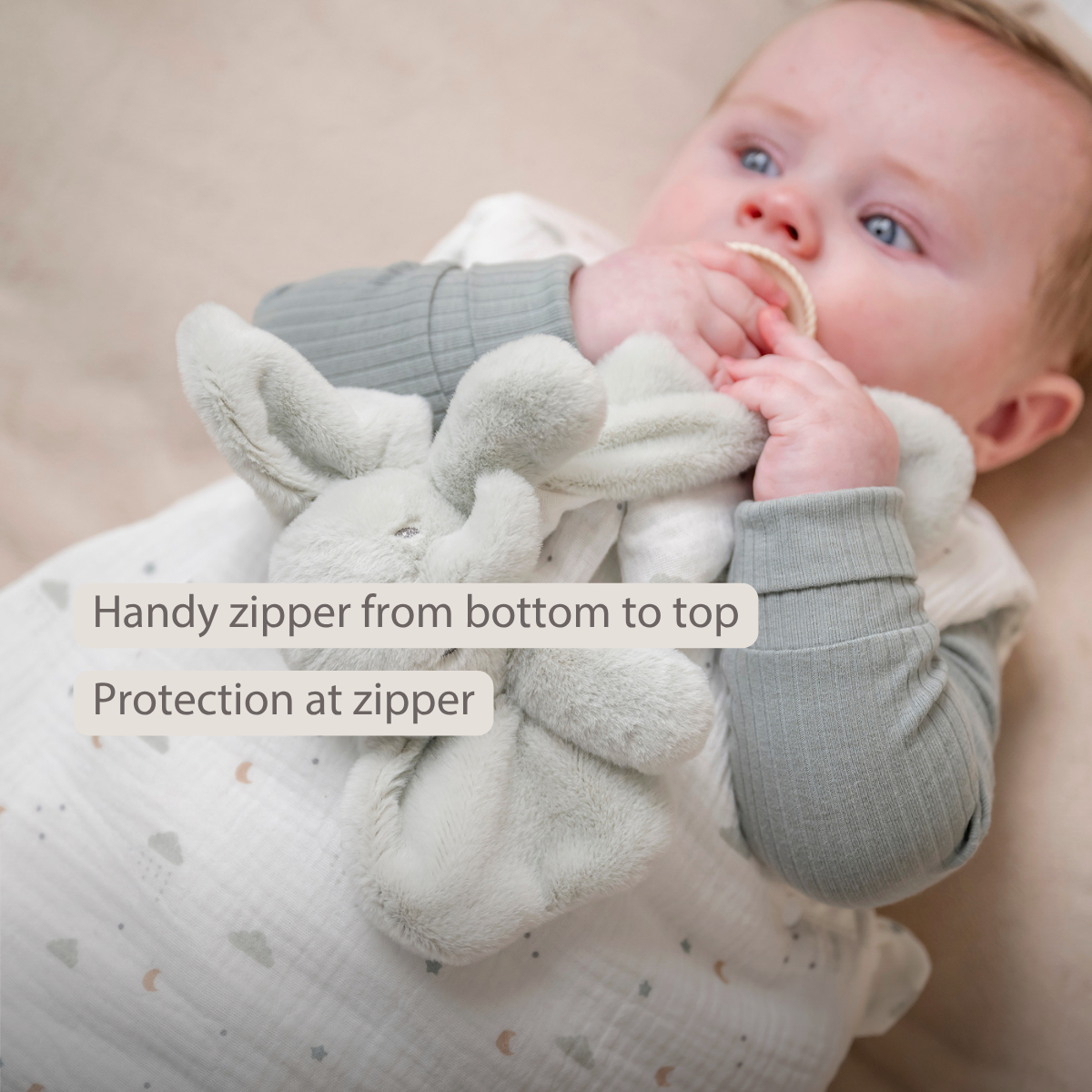 LouLou Sleeping Bag 70 cm - Baby Sleeping Bag in Muslin Cotton - TOG 2 - Ecru [EN]