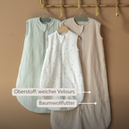 LouLou Sleeping Bag 70 cm - Baby Sleeping Bag in Muslin Cotton - TOG 0.5 - Green [DE]