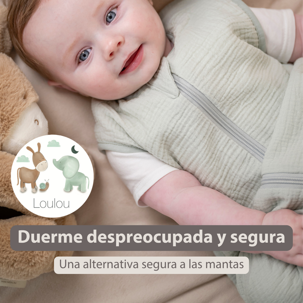 LouLou Sleeping Bag 70 cm - Baby Sleeping Bag in Muslin Cotton - TOG 0.5 - Green [ES]