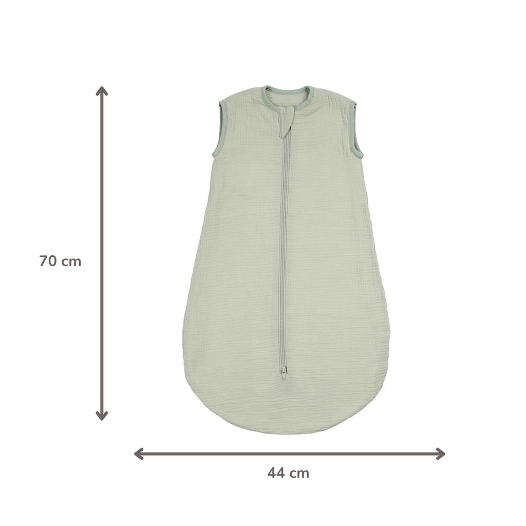 LouLou Sleeping Bag 70 cm - Baby Sleeping Bag in Muslin Cotton - TOG 0.5 - Green [ES]