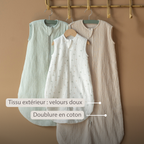 LouLou Sleeping Bag 70 cm - Baby Sleeping Bag in Muslin Cotton - TOG 0.5 - Green [FR]