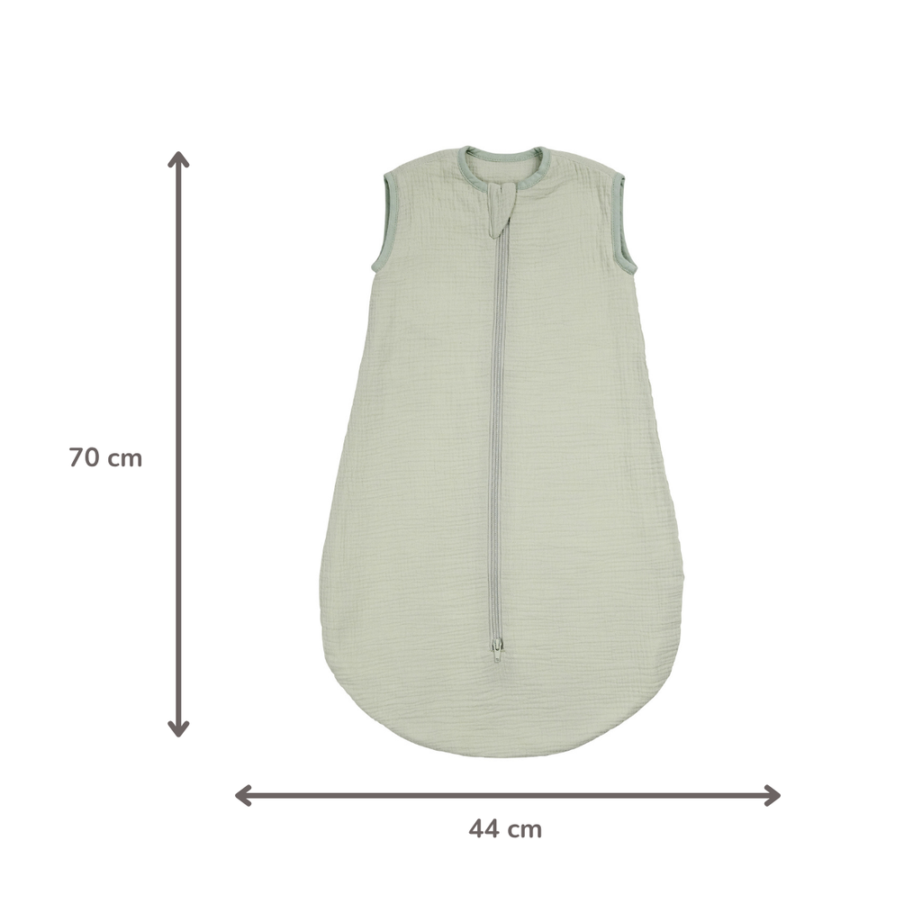 LouLou Sleeping Bag 70 cm - Baby Sleeping Bag in Muslin Cotton - TOG 0.5 - Green [FR]