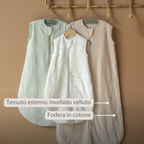 LouLou Sleeping Bag 70 cm - Baby Sleeping Bag in Muslin Cotton - TOG 0.5 - Green [IT]